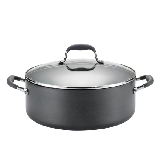 Anolon Advanced Hard Anodized Nonstick Wide Stockpot with Lid, 7.5-Quart, Gray
