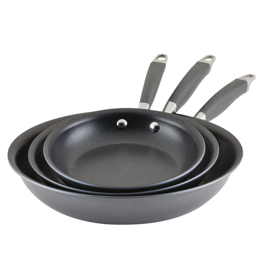 Anolon Advanced Home Hard-Anodized Nonstick Frying Pan Set, 3-Piece, Moonstone