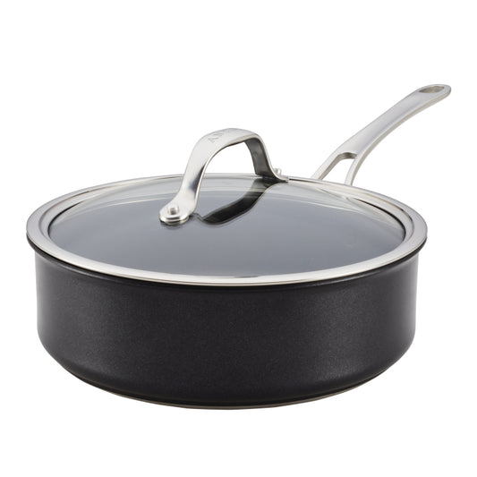 Anolon X Hybrid Nonstick Induction Sauté Pan with Lid, 3.5-Quart, Charcoal Gray