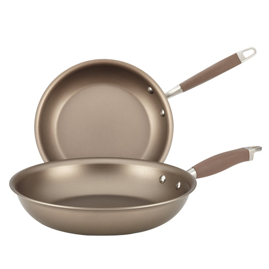 Anolon Advanced Hard Anodized Nonstick Frying Pan Set, 2-Piece, Umber