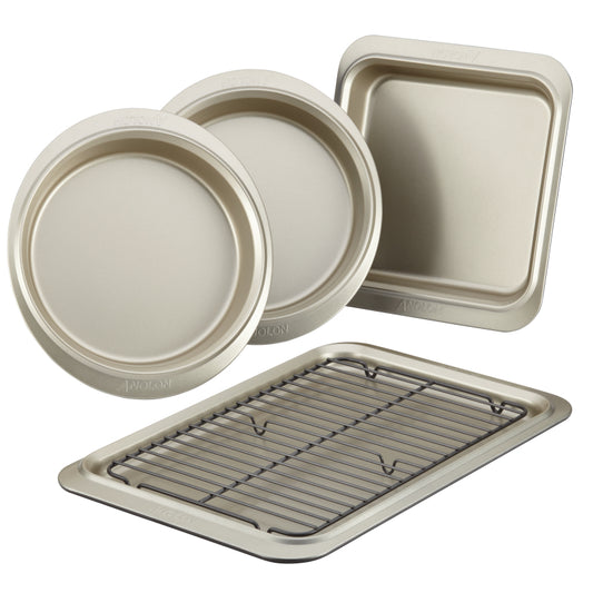 Anolon Allure Nonstick Bakeware Set, 5-Piece, Pewter/Onyx