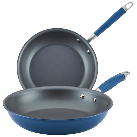 Anolon Advanced Home Hard Anodized Nonstick Frying Pan Set, 2-Piece, Indigo