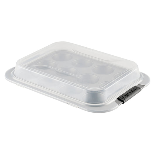Anolon Advanced Bakeware Nonstick Muffin Pan with Lid, 12-Cup, Graphite