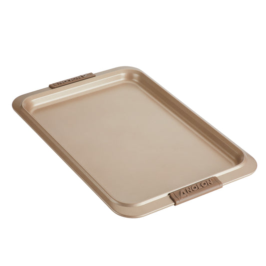 Anolon Advanced Bakeware Nonstick Baking Sheet Pan with Silicone Grips, 10-Inch x 15-Inch, Bronze