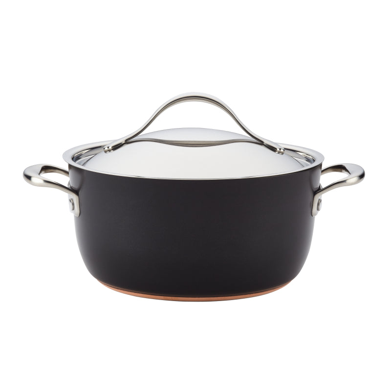 Anolon Nouvelle Copper Luxe Hard-Anodized Nonstick Dutch Oven, 5-Quart, Onyx