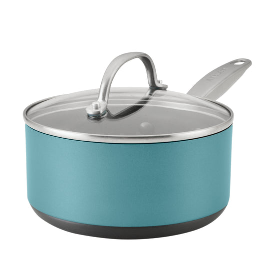 Anolon Achieve Hard Anodized Nonstick Sauce Pan with Lid, 2-Quart, Teal