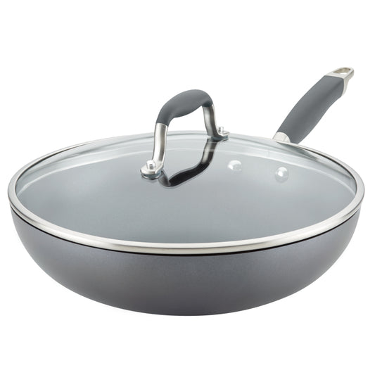 Anolon Advanced Hard Anodized Nonstick Ultimate Pan with Lid, 12-Inch, Gray
