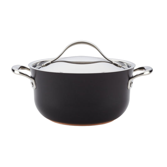 Anolon Nouvelle Copper Luxe Hard-Anodized Nonstick Dutch Oven 4-Quart, Onyx