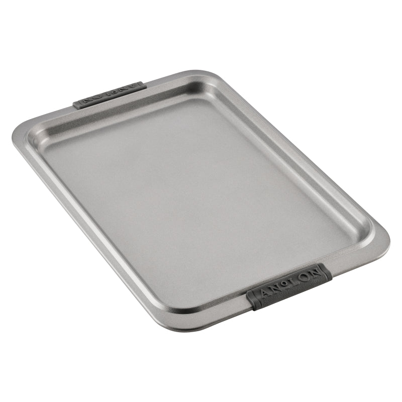 Anolon Advanced Bakeware Nonstick Cookie Sheet, 10-Inch x 15-Inch, Gray with Silicone Grips