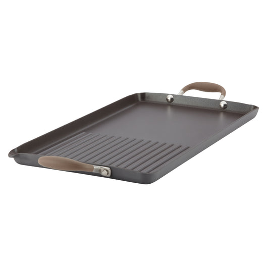 Anolon Advanced Hard Anodized Nonstick Double Burner Stovetop Griddle and Mini Spatula Set, 2-Piece, Bronze