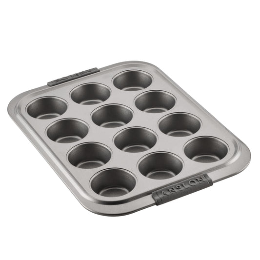 Anolon Advanced Bakeware Nonstick Muffin Pan, 12-Cup, Gray