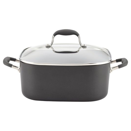 Anolon Advanced Hard Anodized Nonstick Square Dutch Oven with Lid, 7-Quart, Gray