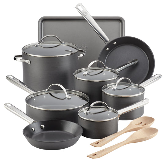 Anolon Professional 15 Piece Cookware Set Gray