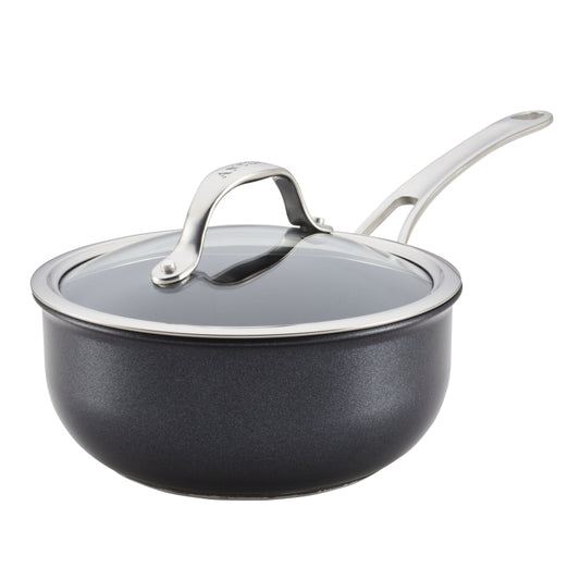 Anolon X Hybrid Nonstick Induction Saucier Pan With Lid, 2.5-Quart, Charcoal Gray