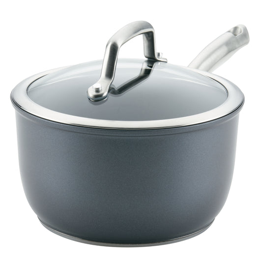 Anolon Accolade Hard-Anodized Nonstick Induction Sauce Pan with Lid, 2.5-Quart, Moonstone