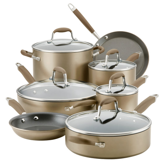 Anolon Advanced Home Hard-Anodized Nonstick 12-Piece Cookware Set, Bronze