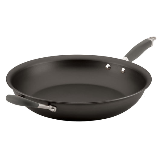 Anolon Advanced Hard Anodized Nonstick Frying Pan with Helper Handle, 14-Inch, Gray